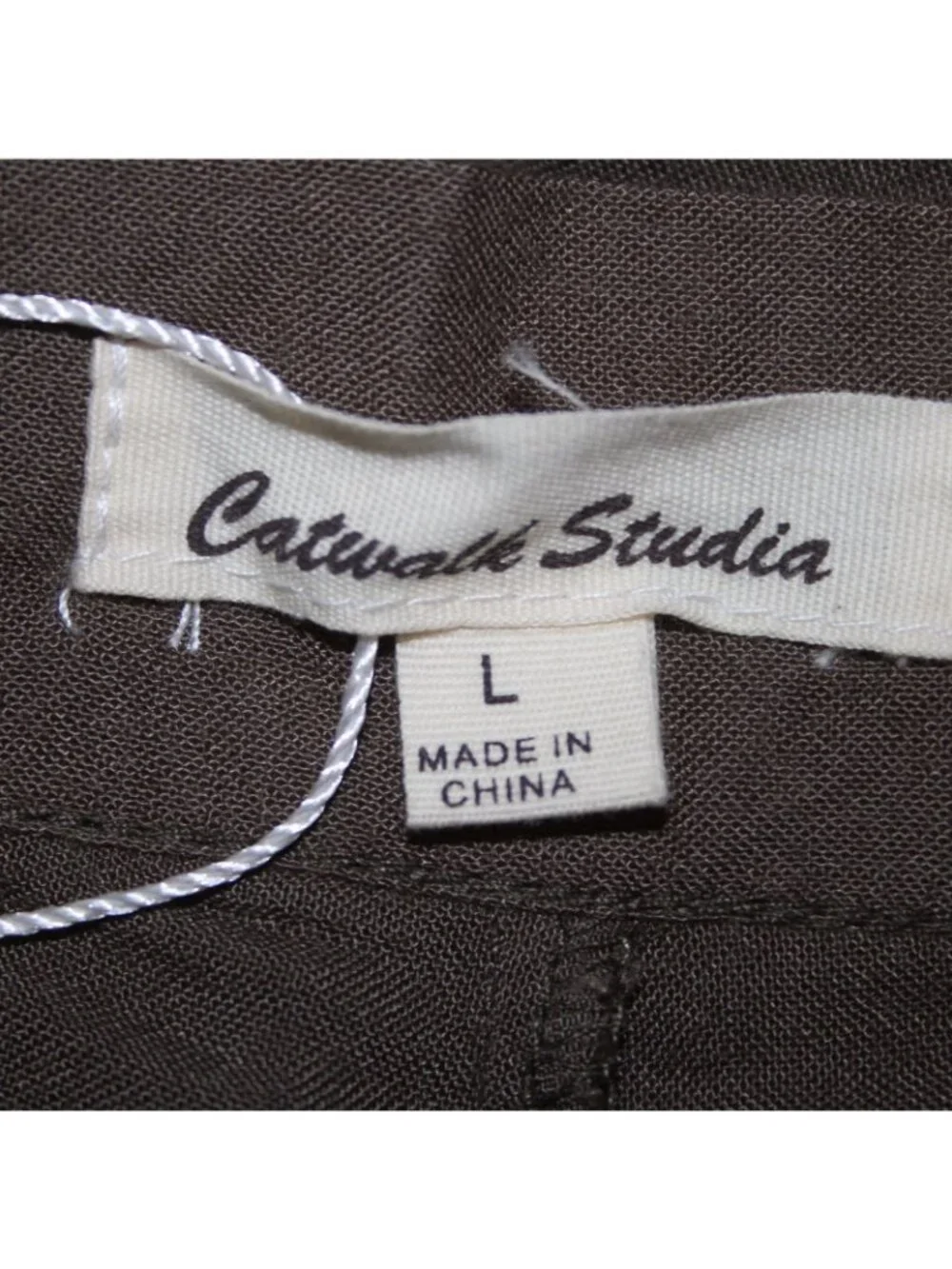 Catwalk Studio Pant $40 Sz L x 31 Moss Green Pleated Sheer Cotton Poly Pant - Picture 6 of 16